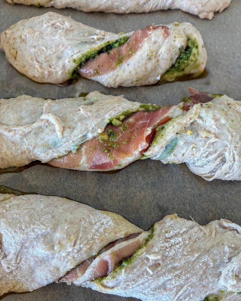 snoede pestobrød med parmaskinke